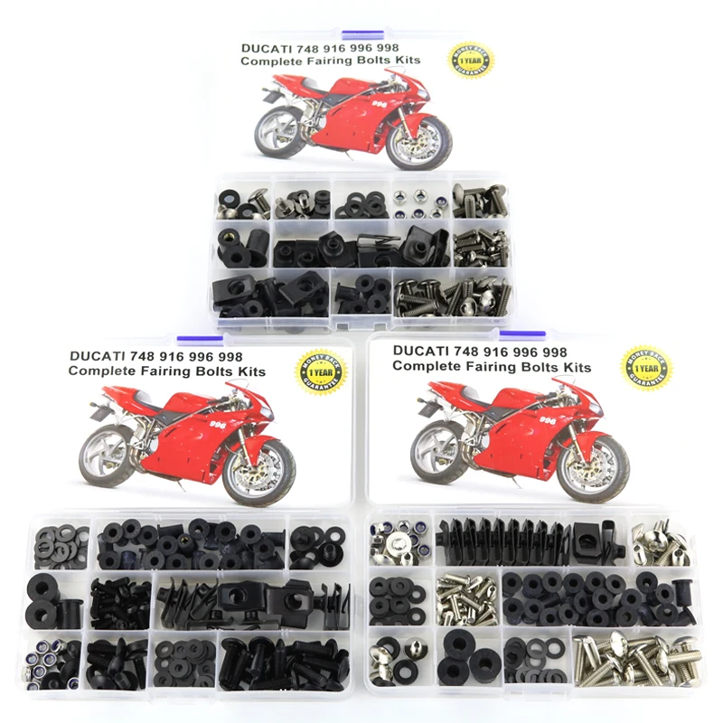 Juego de tornillos de carenado completo para motocicleta Ducati, Kit de arandelas, Clips de sujeción, tuercas, tornillos de acero, compatible con 748, 916, 996 y 998