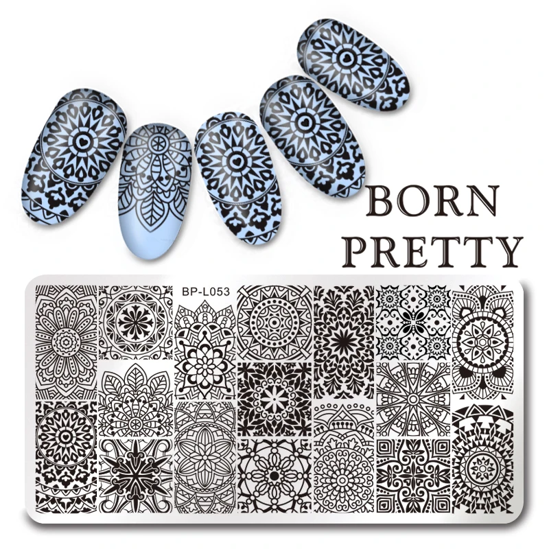 1 Шт. 12*6 см Born pretty Прямоугольник Цветочный Шаблон Ногтей Штампа Плиты BP-L053 |