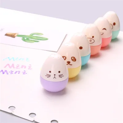 

6 Pcs/lot Mini Smile Egg Highlighter Pens Marker Pen Kawaii Stationery Material Escolar Papelaria Writing School Supplies