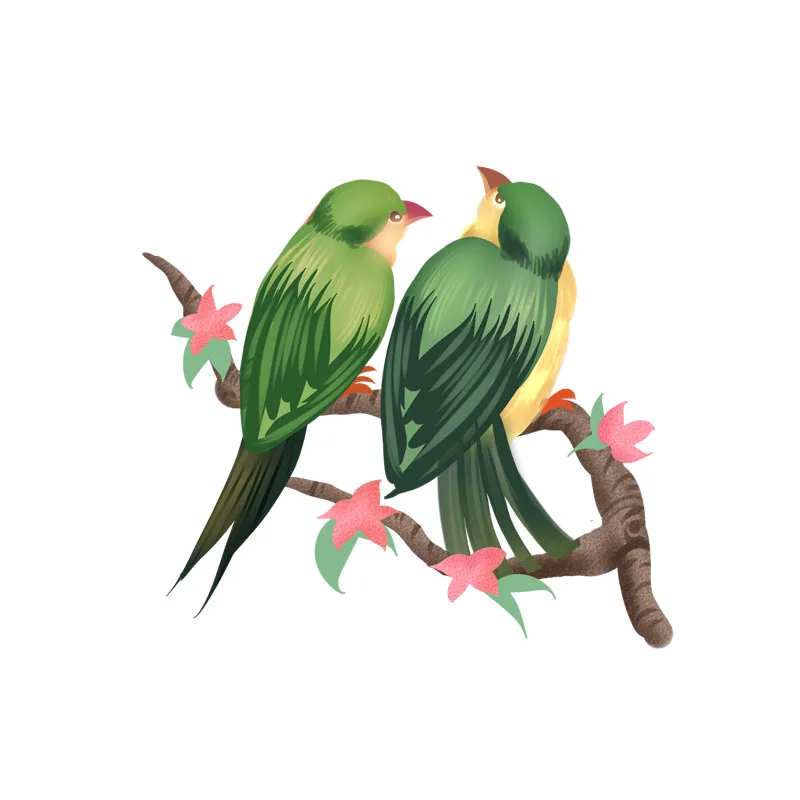 YOJA 23.2X21.1CM Lover Birds In Trees Toilet Home Decor Wall Sticker Decal Funny Animal T3-1168 | Дом и сад