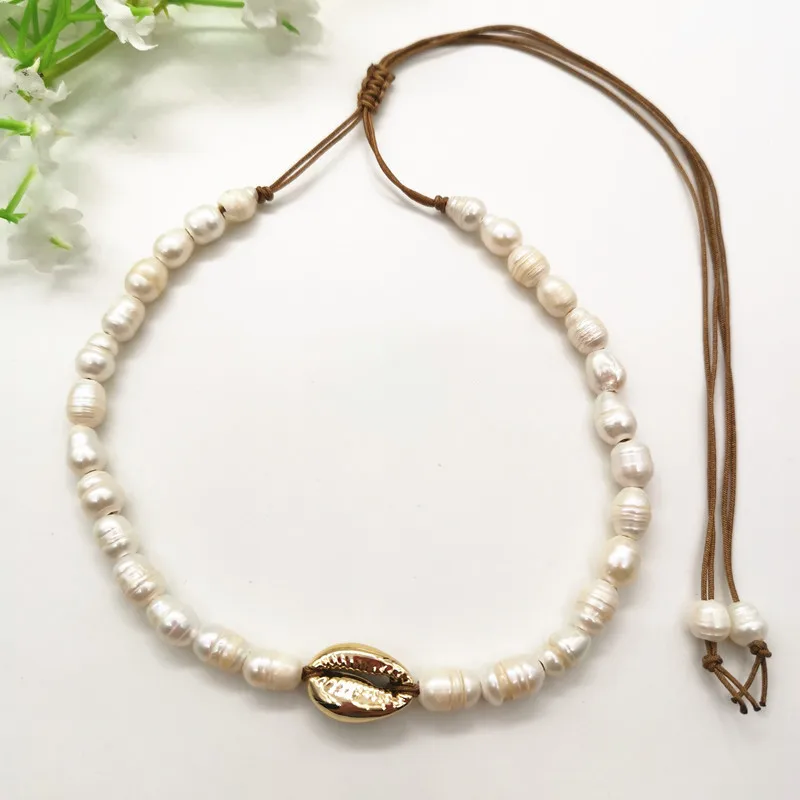 Gold Necklace JCYMONG роскошное женское ожерелье с искусственным жемчугом золотого и серебряного цвета, металлические браслеты в виде ракушки, модные свадебные ювелирные изделия в стиле бохо - Окраска металла: Gold Necklace