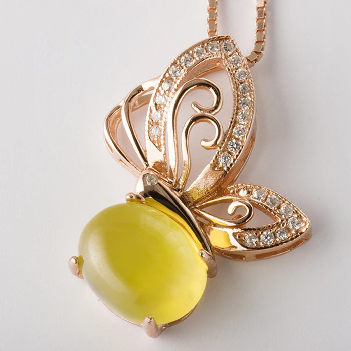 Кулон из натурального серебра Овальный 8 мм * 10 желтый и цветной светильник