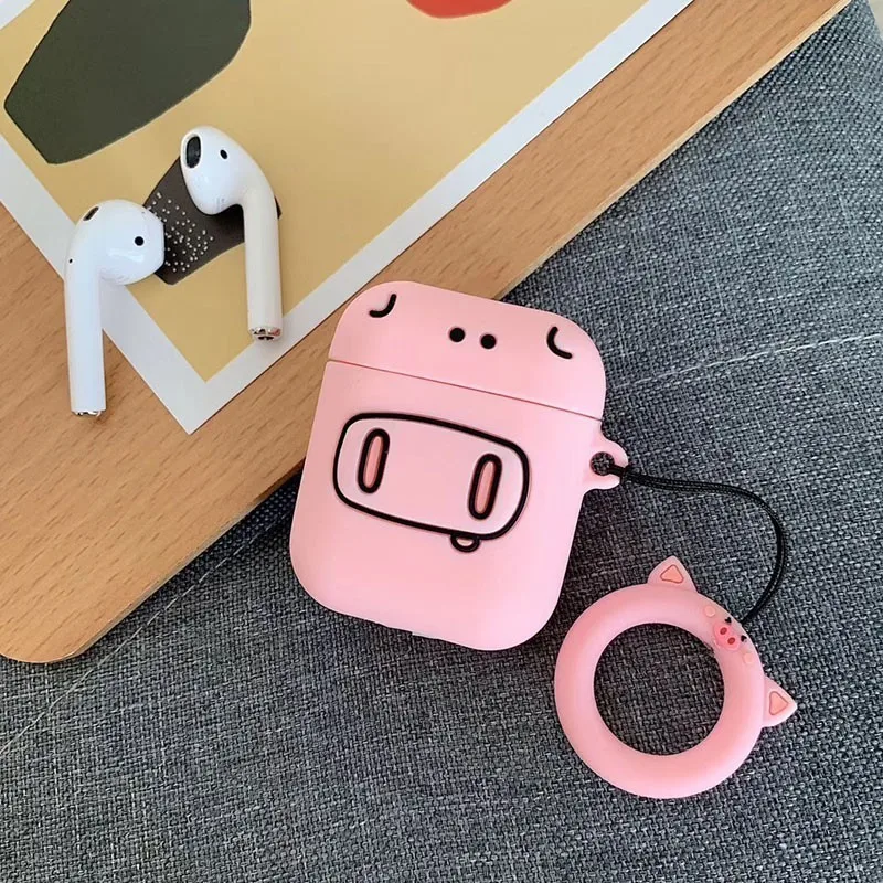 VOZRO мультфильм животных беспроводной Bluetooth наушники чехол для Apple Airpods силиконовые наушники Чехлы для Airpods 2 защитный чехол - Цвет: Piggy