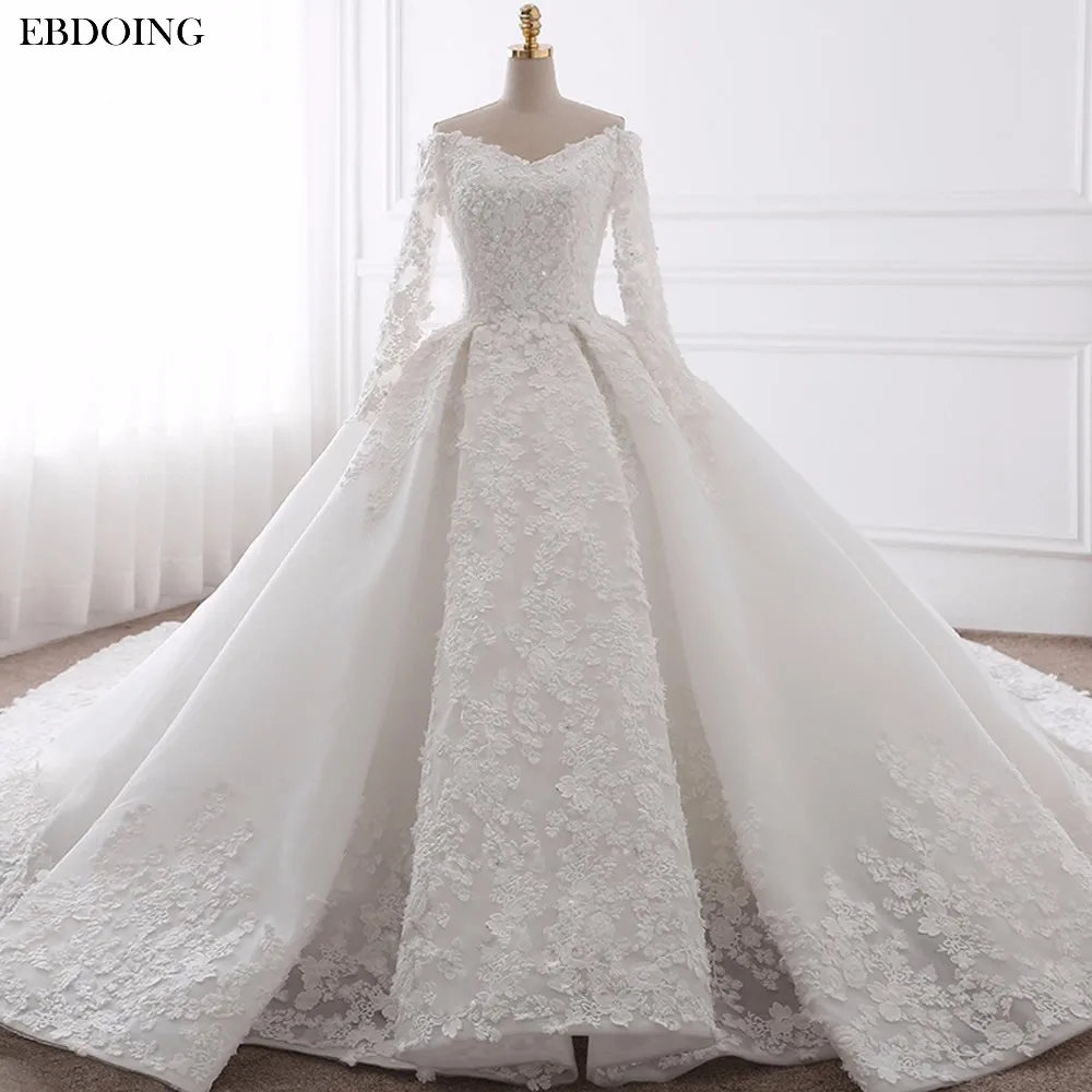 EBDOING Wedding Dress Ball Gown Sweetheart Neckline Chapel Train Custom Made Plus Size Bridal Gown Vestidos De Novia