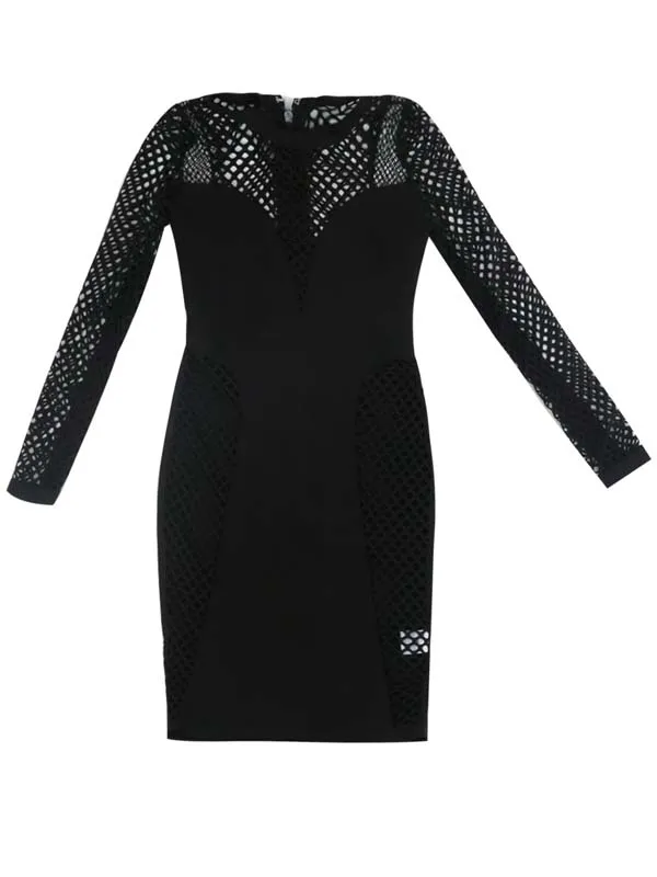 Женское короткое платье с открытой спиной элегантное ажурное круглым вырезом и в