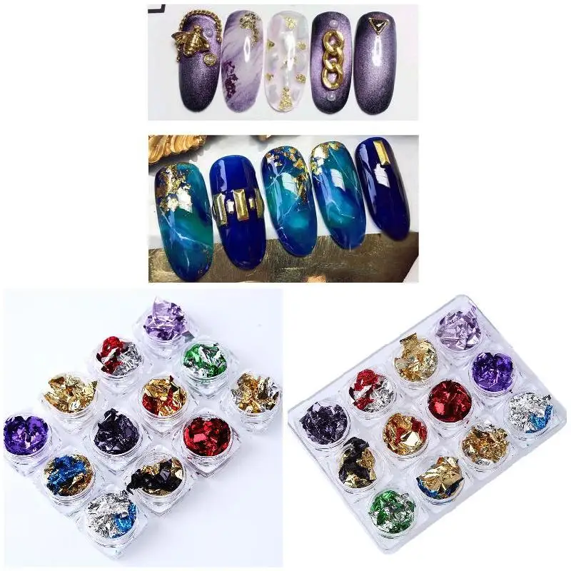 Hot Sale 12 Color Foil Paillette Chip Nail Art Flakes Design Decoration Sticker Fashion Glitter Decals Set jlrs2018 Dropshipping | Красота и