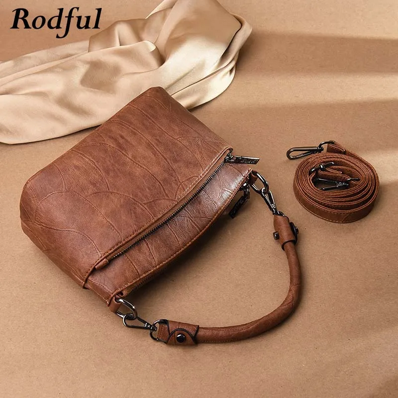 Женская мини-сумка через плечо Rodful черная винтажная Маленькая кожаная сумка 2019 |