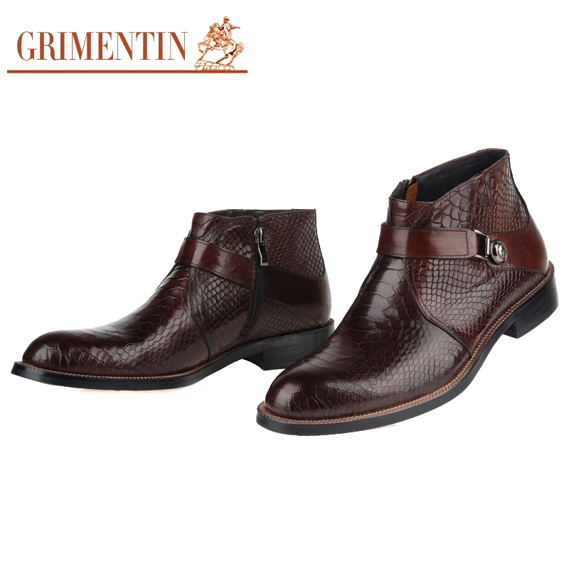 Мужские ботинки GRIMENTIN черные/коричневые повседневные из натуральной кожи на