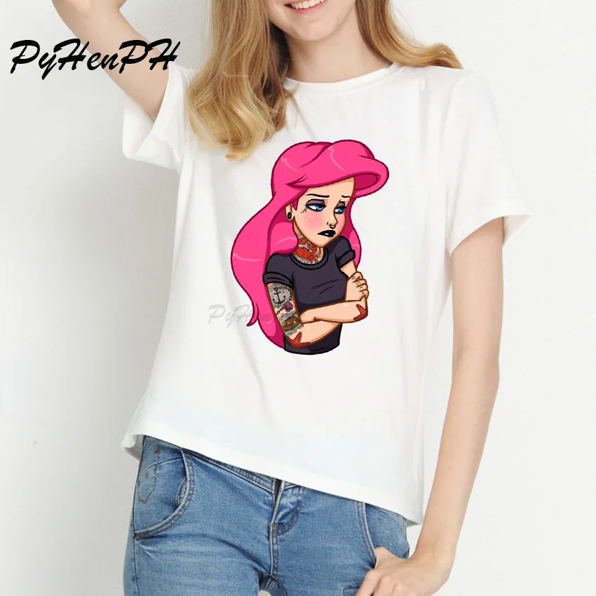 C3 Бренд pyhenph корейский стиль панк принцесса футболка женская Bad Girl Ariel дизайн панк Футболка Летний Топ Плюс размер для женщин - Цвет: C3