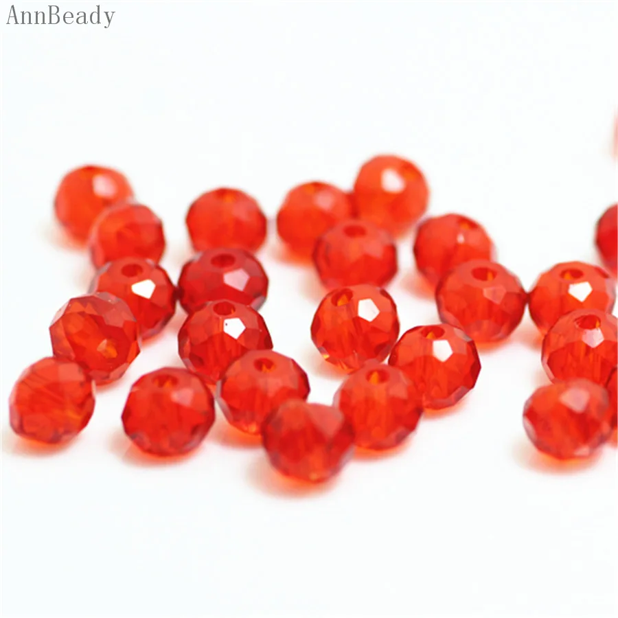 red AnnBeady, одноцветные красные, серебристые, 4x6 мм, 50 шт., австрийские граненые стеклянные бусины Rondelle, бусины для изготовления ювелирных изделий - Цвет: red