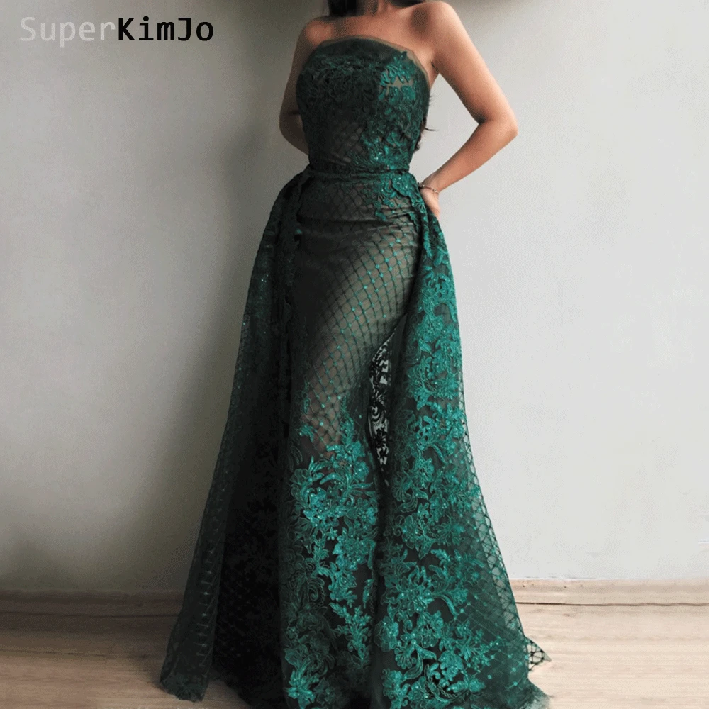 SuperKimJo 2019 Abendkleider кружевные вечерние платья с аппликацией длинная Съемная юбка