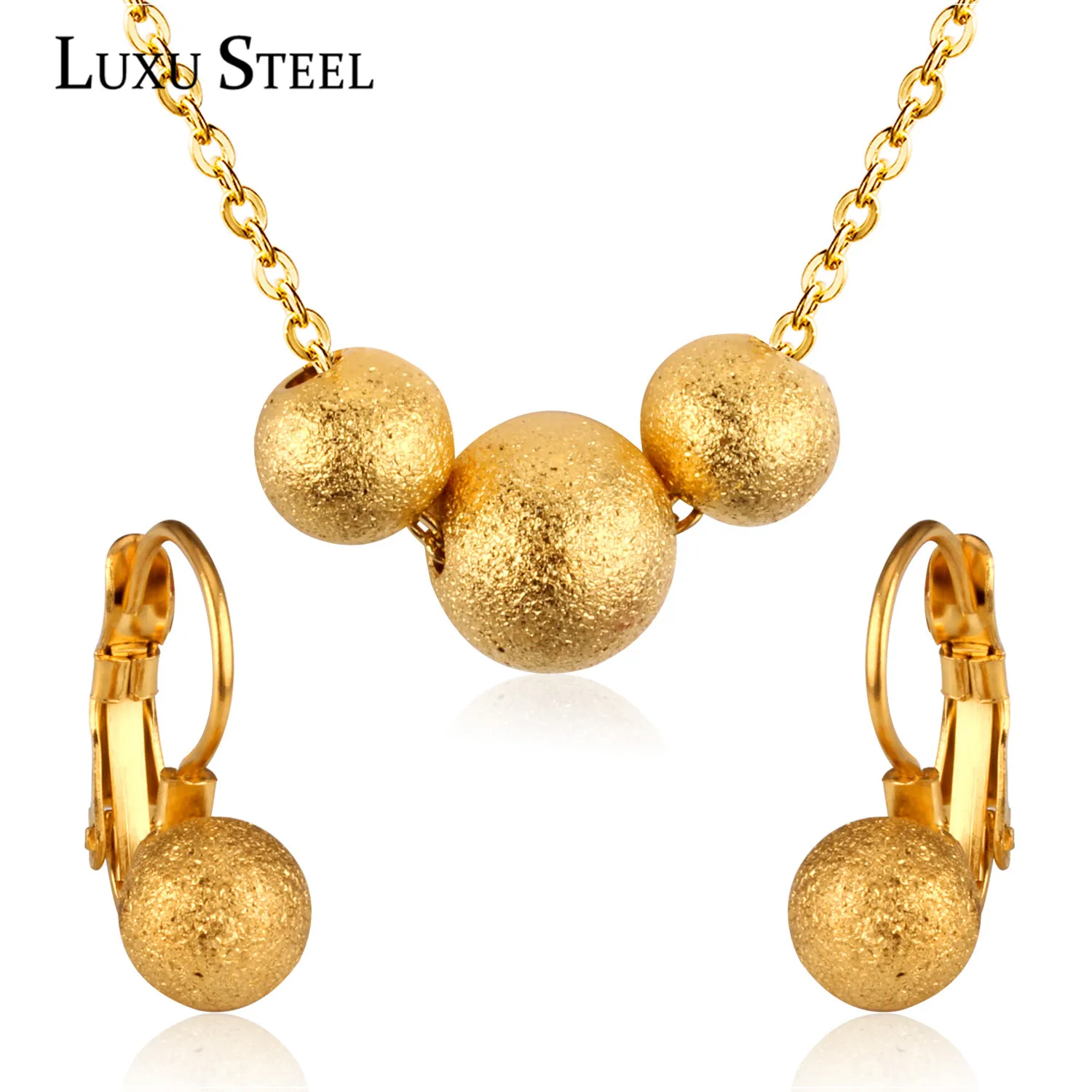 Цепочка с подвеской в виде матового шара из нержавеющей стали|pendants stainless steel
