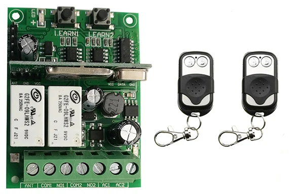 Индивидуальный код обучения DC9V 12V 24V 10A 2CH RF Беспроводной переключатель системы