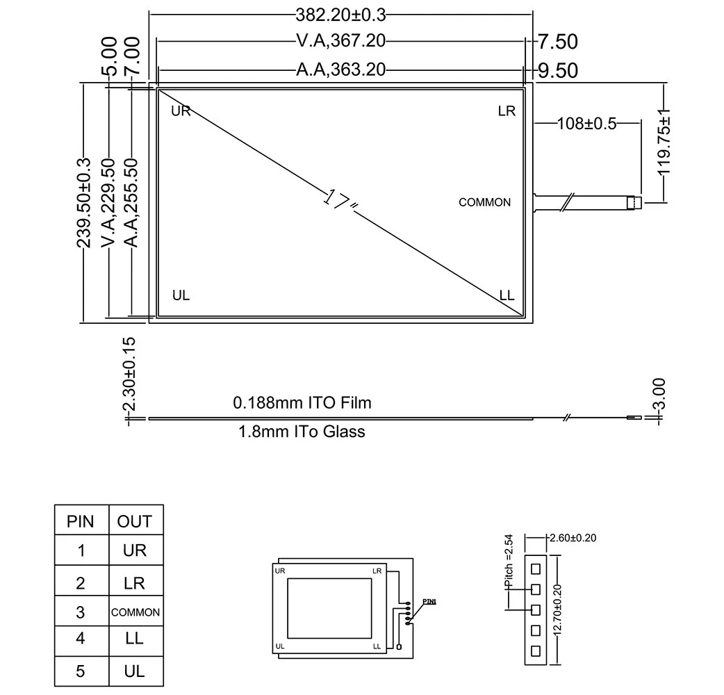 17inch Resistive Touch Screen Panel 382.2x239.5mm 5Wire USB Driver board kit for 17 monitor |