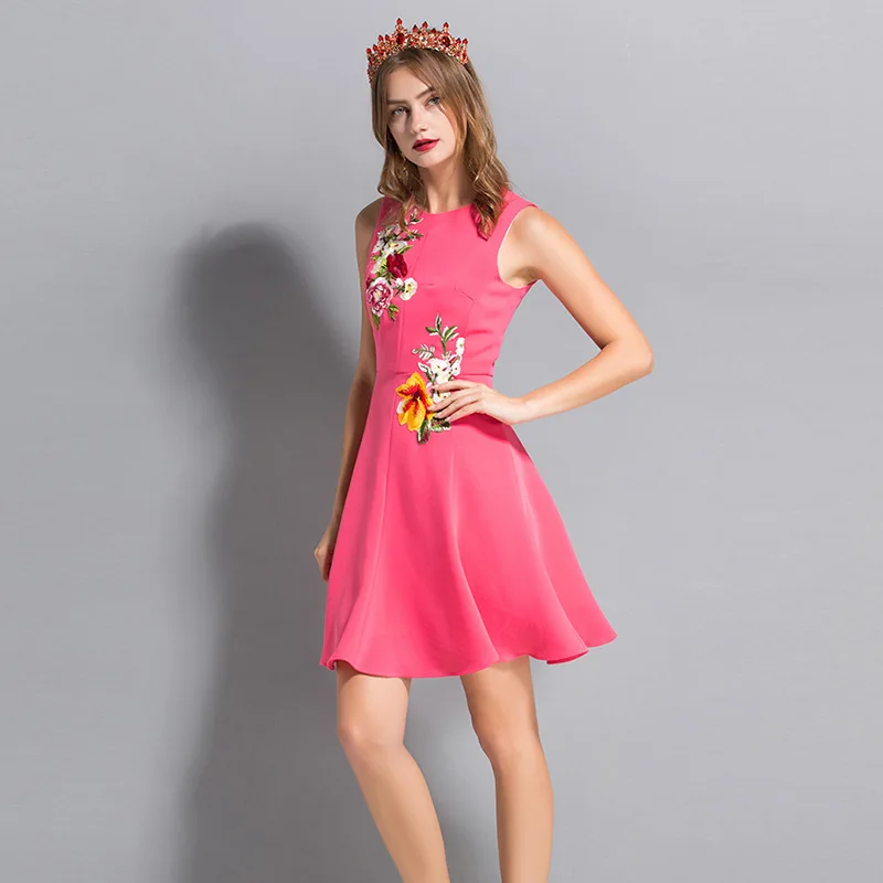 Вышивка взлетно посадочной полосы платье 2018 Для женщин Элегантный Винтаж дамы