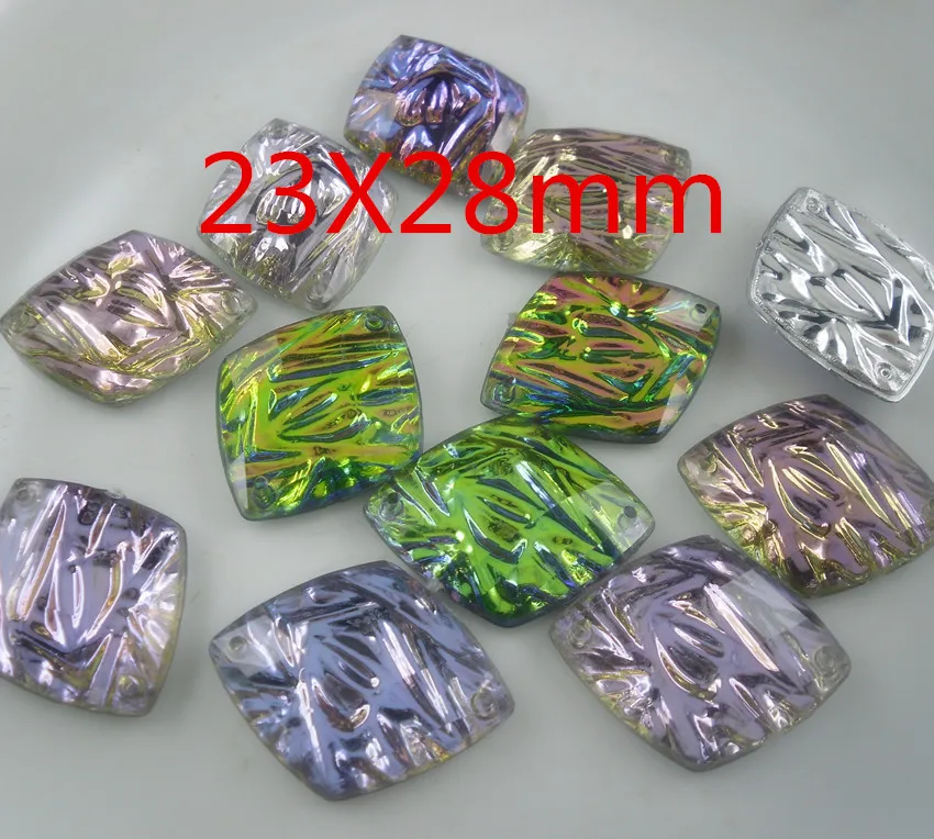 bottom hole rhombus colorful faceted acrylic crystal water ripples silver back Rhinestones clothing applique sew 20pcs/bag LH C | Дом и сад