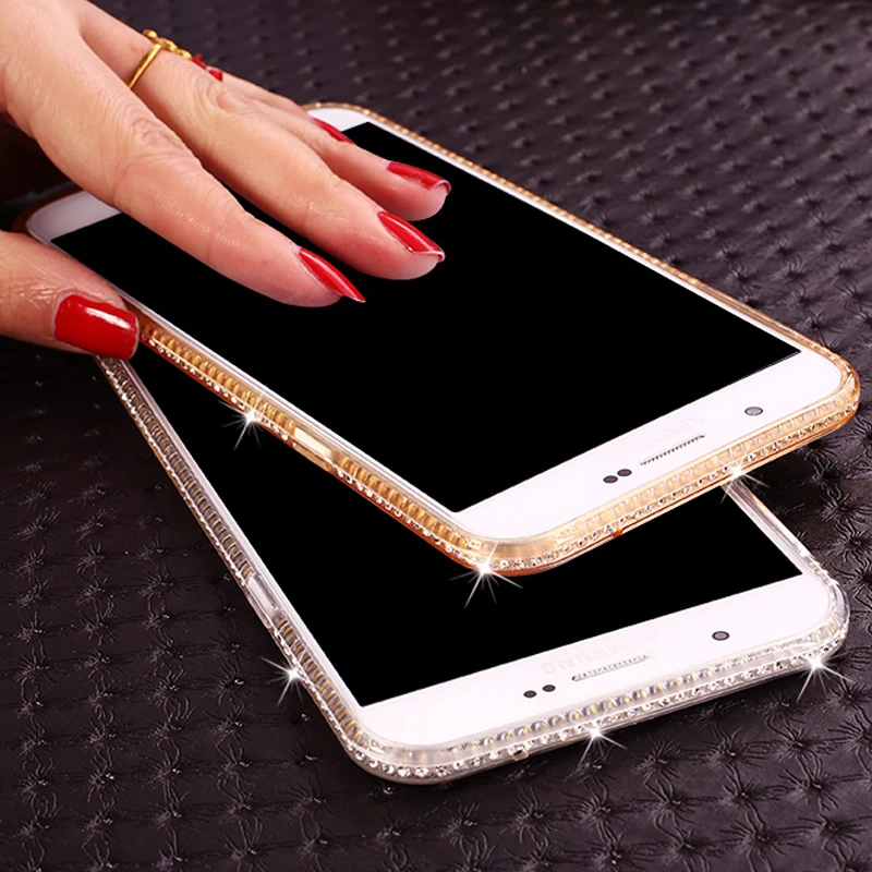 Soft Transparent Diamond Phone Cases For Samsung Galaxy S6 S7 Edge 2017 A3 A5 A7 A8 J3 J5 J7 Note 4 5 TPU Gel Cell Back Cover |