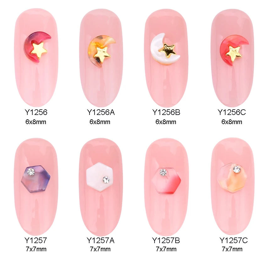 10 шт. новый дизайн ногтей в форме японской фотолуны Шестигранная бижутерия