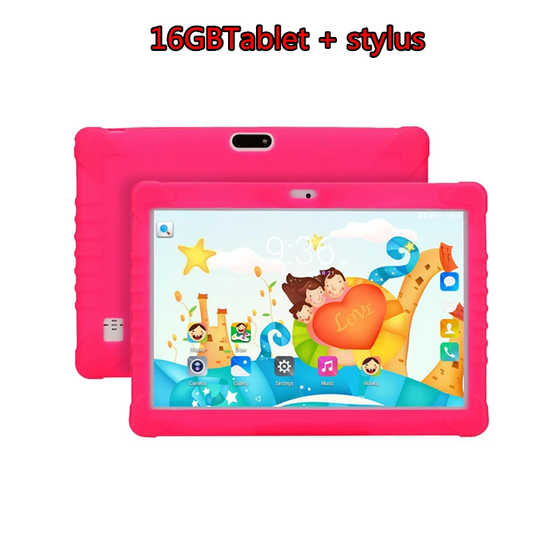 16GB-Pink stylus Детский планшет 10,1 дюймов Android 6,0 с Чехол 3g обучающая машина 1280x800 ips экран 2+ 32G WiFi Детский планшетный ПК - Комплект: 16GB-Pink stylus