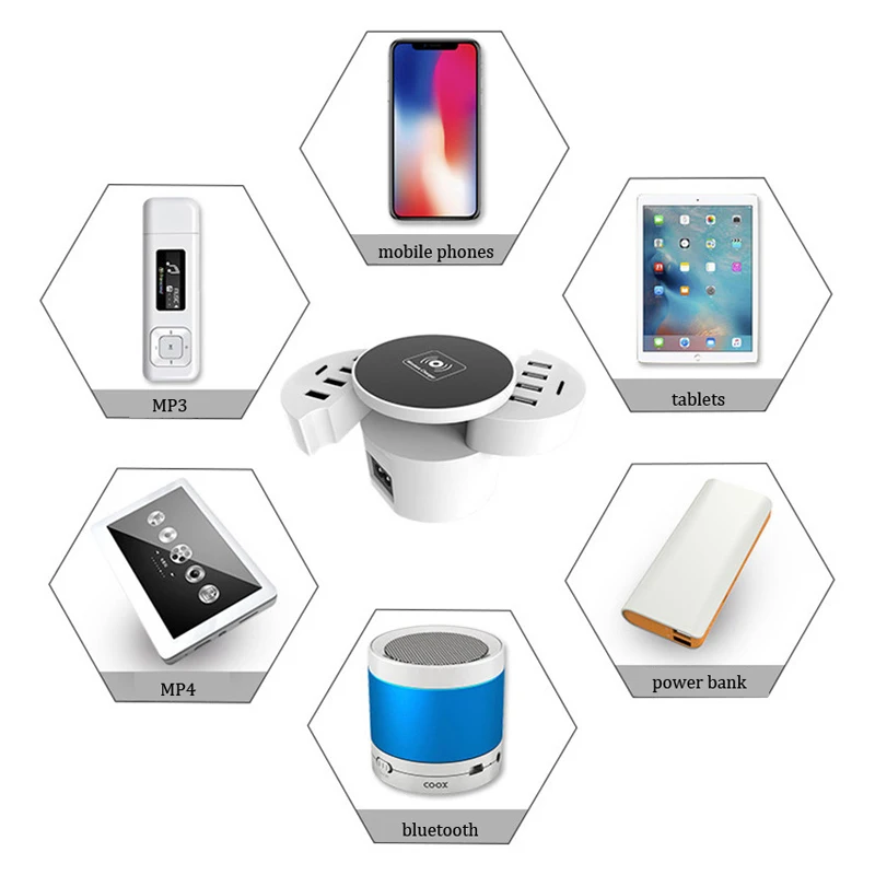 Беспроводное зарядное устройство для смартфонов Huawei iPhone с 8 USB-портами и
