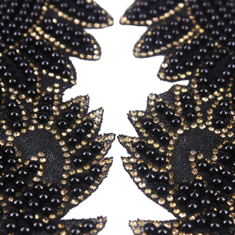 5 зеркальных пар черных бусин Кристальные стразы цветы исправление аппликация