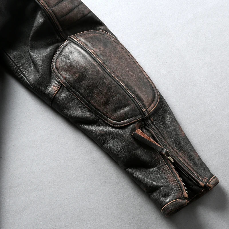 

2020 New Men Genuine Motorcycle Leather Jacket 3D Embroidery Calf cowhide real leather jacket Plus Size 5XL Bomber Biker jacket