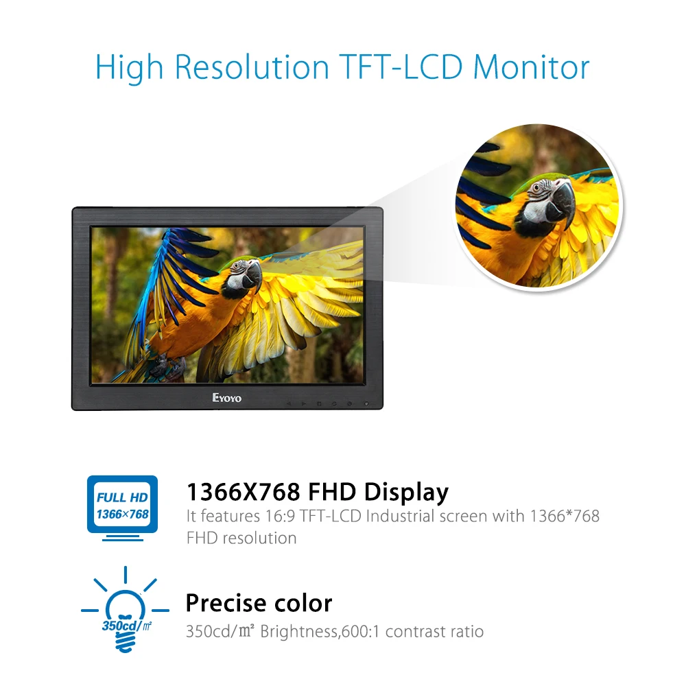Eyoyo 11.6 дюймов HDML ЖК дисплей Мониторы HD 1366*768 TFT видео VGA BNC AV аудио для DSLR PC CCTV DVD|lcd
