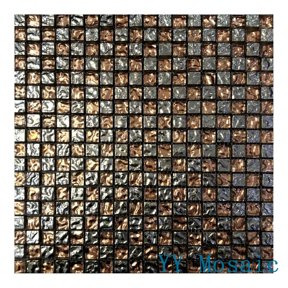 Европейская мозаичная настенная плитка из серебристого и золотистого стекла