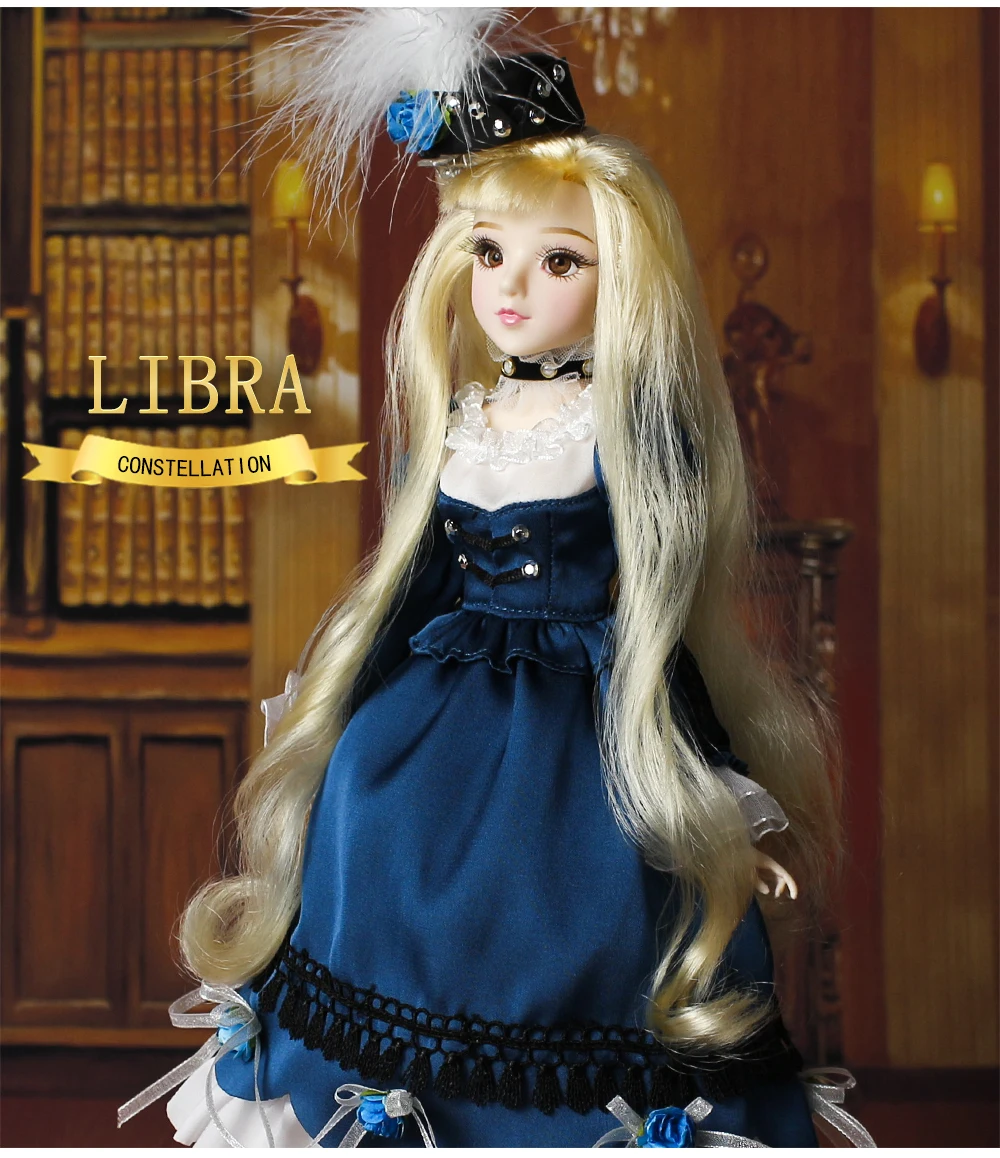 DBS bjd MMGirl 12 созвездий весы как 1/6 30 см кукла синее платье шляпа элегантное тело