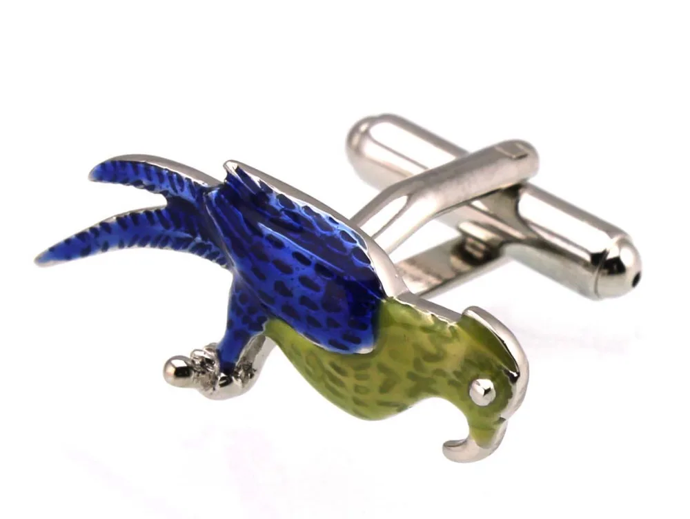 Мужские запонки Sunnylink с птицами желтые синие для рубашки M3431 26 мм | Украшения и