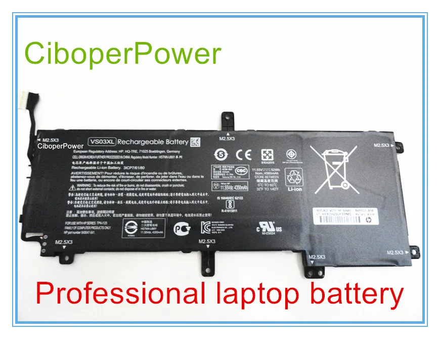 Оригинальный аккумулятор для ноутбука 11 55 V 52wh VS03XL 15 AS AS014WM 849047 541|Аккумуляторы
