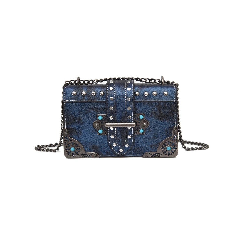 2019 Новинка весны и лета Для женщин ретро заклепки Crossbody мешок диких сумка цепь