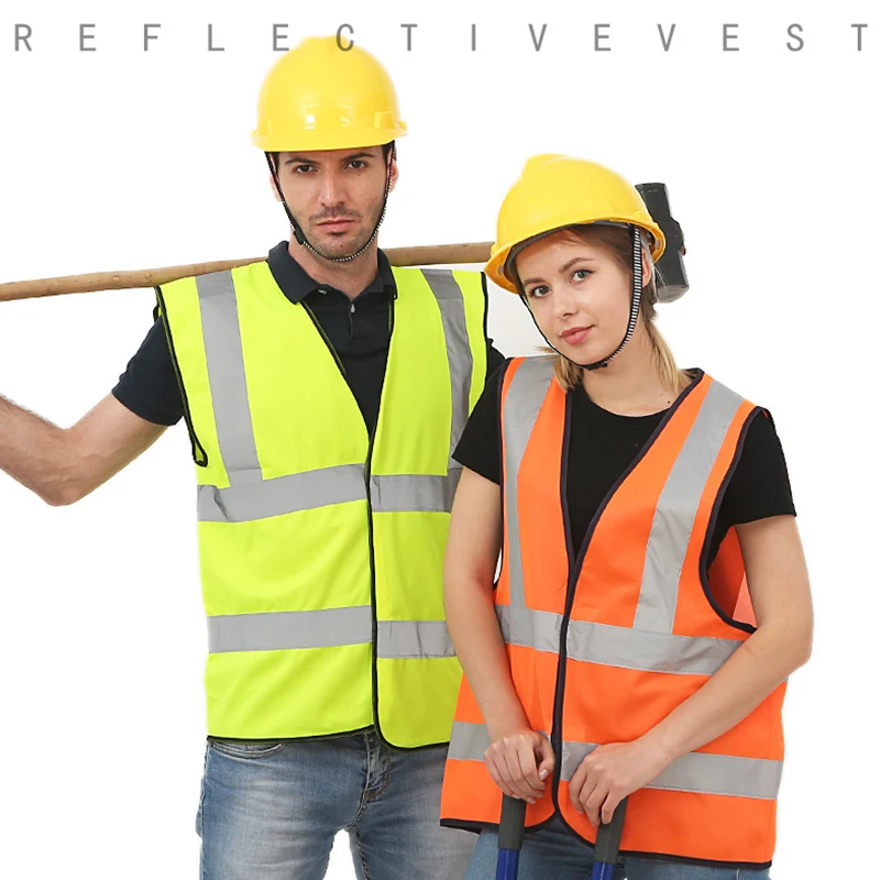 Unisex High visibility reflective safety vest work multi pockets wear waistcoat men | Безопасность и защита