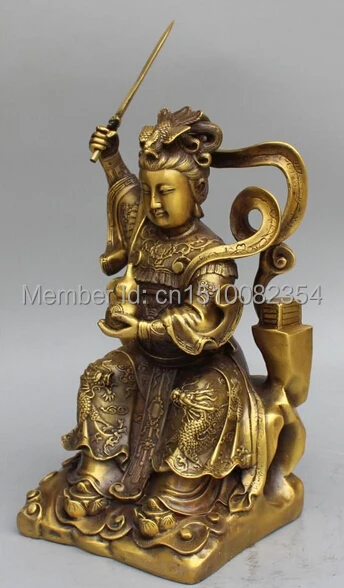 14-дюймовая китайская Taoism бронзовая jiu tian xuannv Женская потрясающая статуя Belle