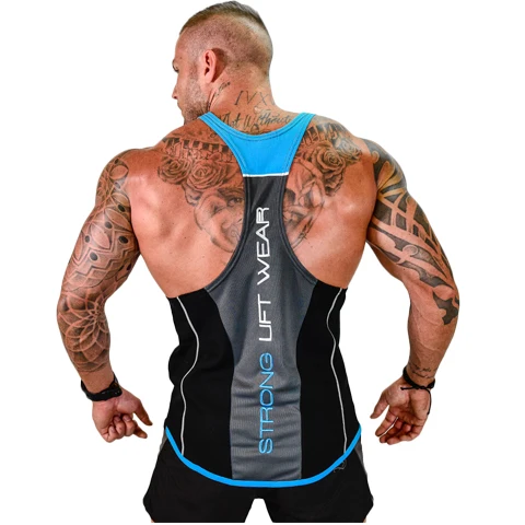 black blue LANTECH мужской спортивный жилет для пробежек, спортивный бодибилдинг, спортивная одежда, компрессионные колготки, жилет без рукавов - Цвет: black blue