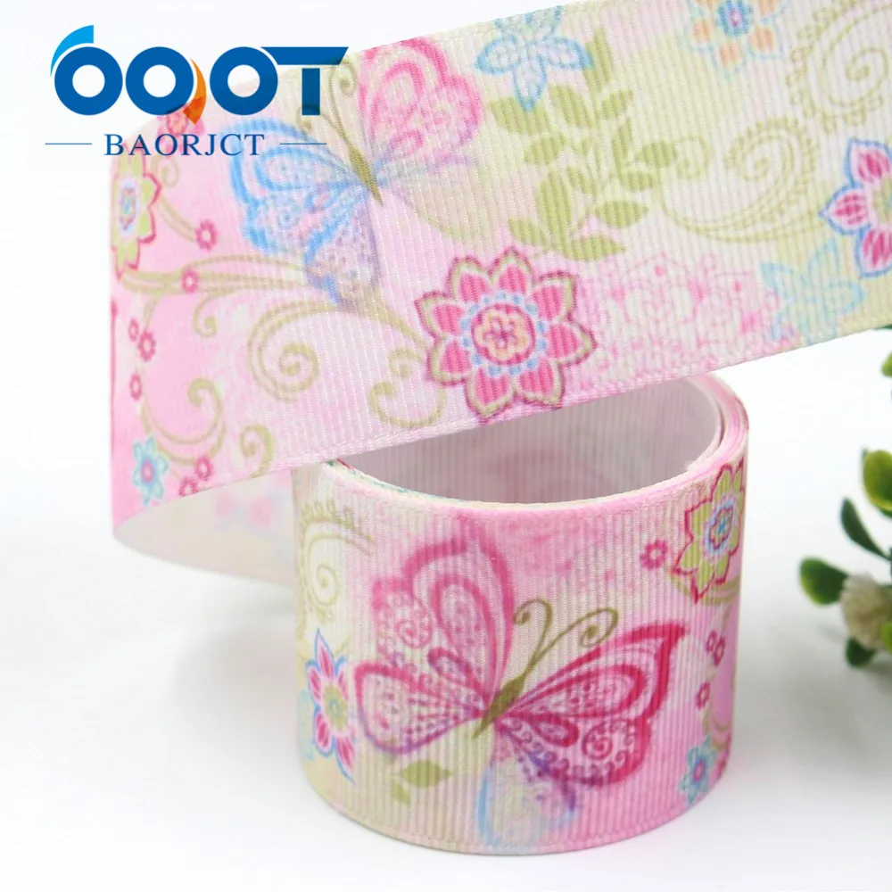 OOOT BAORJCT I-19308-548 38mm 10yards flower Thermal transfer Printed grosgrain Ribbons bow cap DIY accessories decorations | Дом и сад