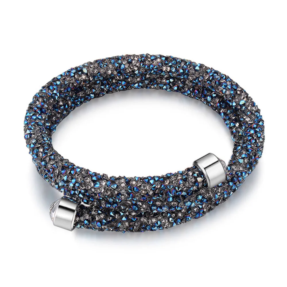 Crystal METBL Браслет-манжета двухслойный браслет с кручеными кристаллами от Swarovski для подарка на Рождество хороший для девушки - Окраска металла: Crystal METBL
