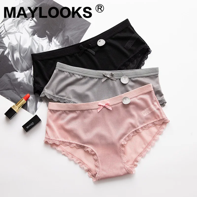 Maylooks Новое Сетчатое отверстие без следов средней талии студенческое нижнее