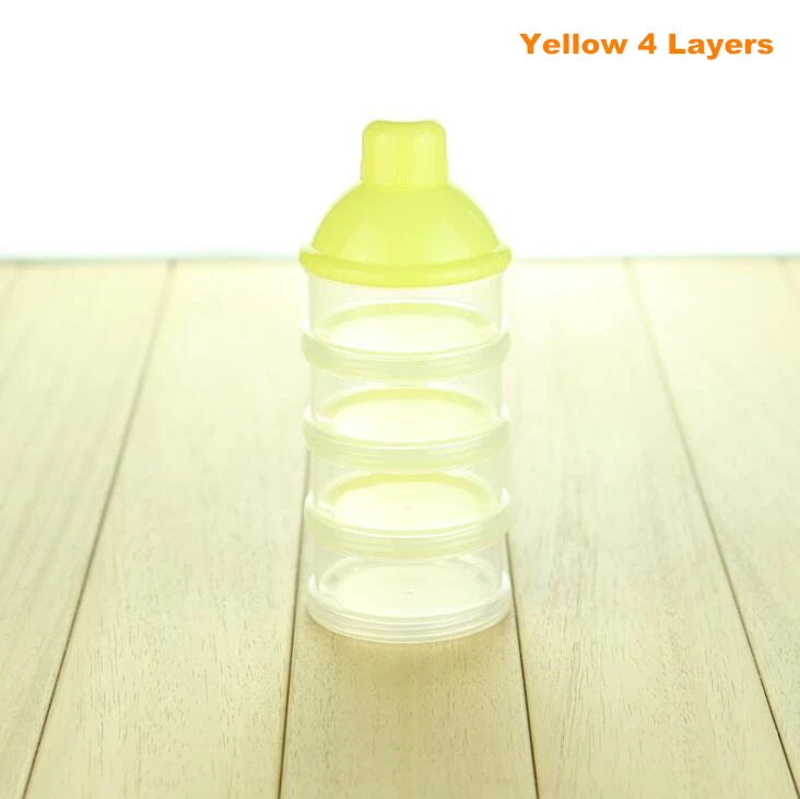yellow 4 layer 3-4-5 слоев младенца формула молока портативный контейнер для хранения кормушка дозатор порошка контейнер для путешествий 1 шт - Цвет: yellow 4 layer
