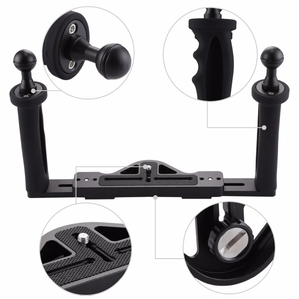 PULUZ Dual Handle Aluminium Tray Stabilizer Rig Underwater Scuba Diving Dive Mount for Gopro DSLR Camera SJCAM Smartphone | Электроника