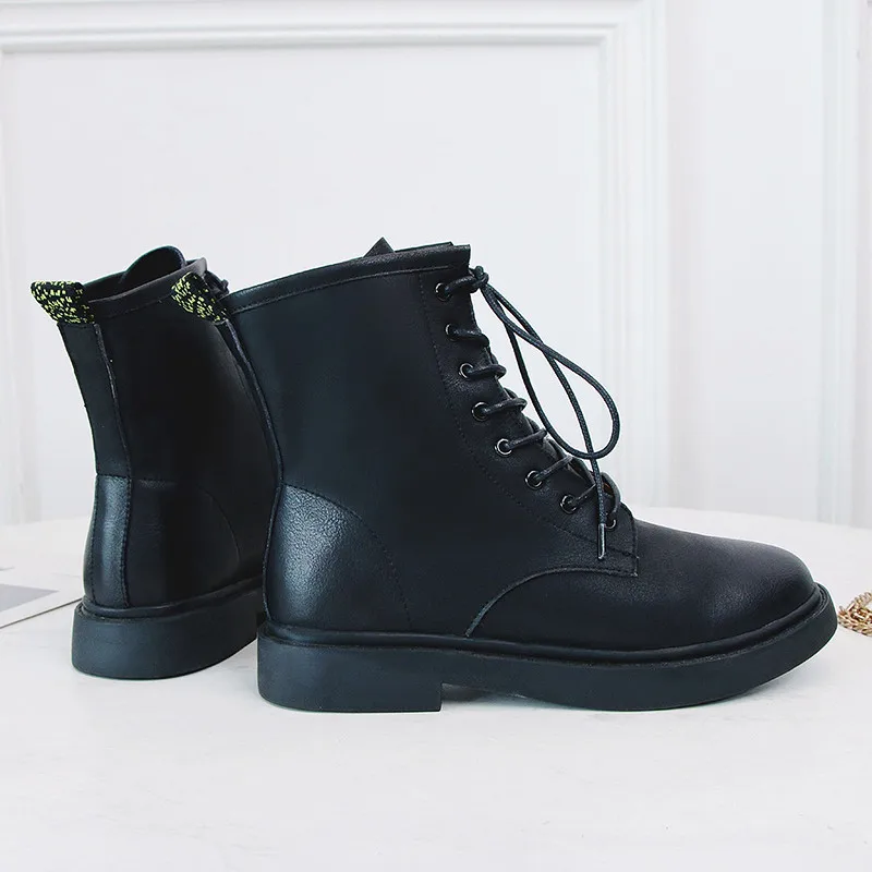 Stylesowner Popular Trends England Style Do the old Breathable Martin Boots Genuine Leather Lace-up with Plush Warm | Обувь