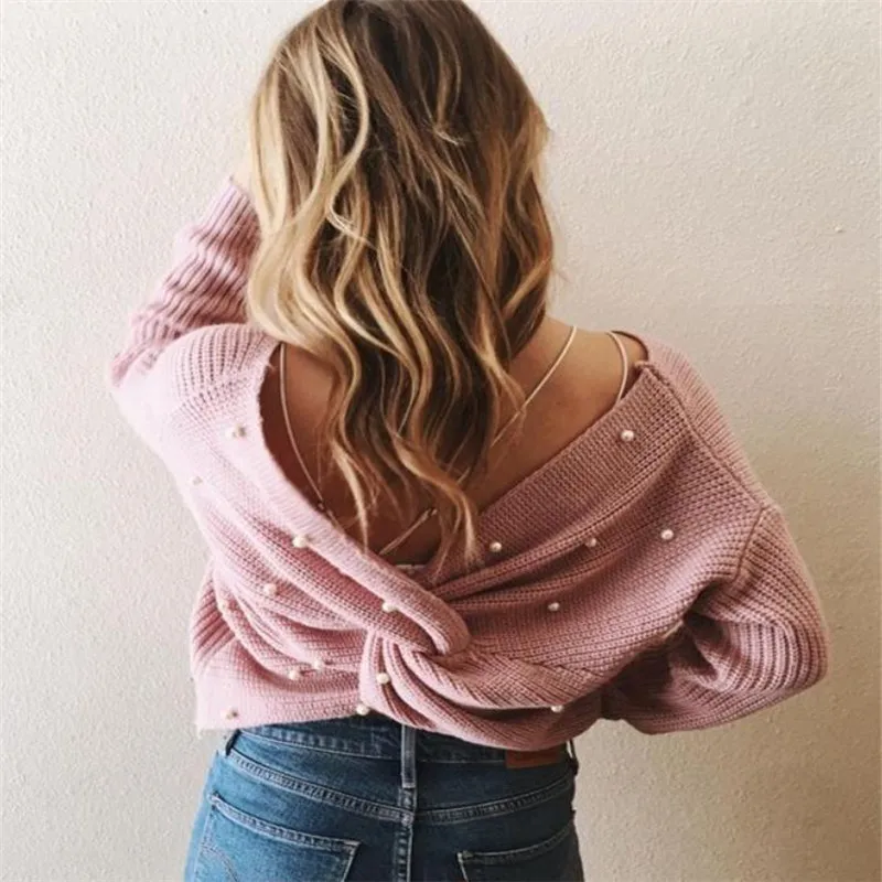 Женский пуловер с асимметричной перекрещивающейся спиной - купить по выгодной