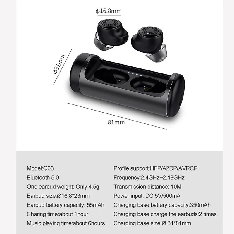 Наушники-вкладыши TWS с 5 0 Bluetooth наушники True Беспроводной стерео мини гарнитура
