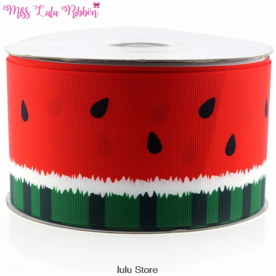 

3"75mm stripe watermelon printed grosgrain ribbon 7/8" 1-1/2" /5/8" fruit sewing elastic ribbon handmade decoration band