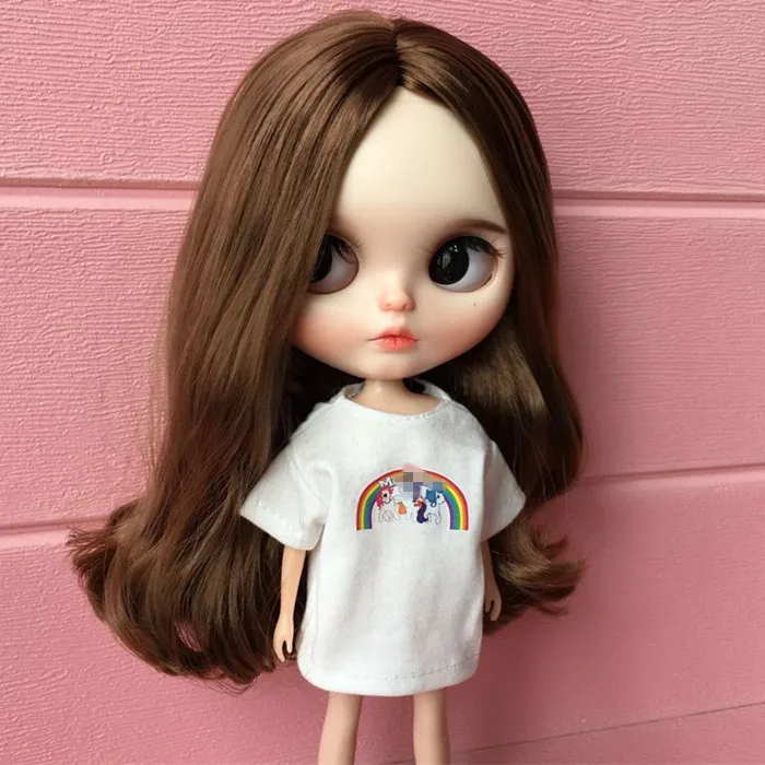 Модная Кукла blyth футболка одежда свинка длинная рубашка barbi платье для Pullip Licca 1/6 bjd Кукла Одежда Аксессуары для Барби - Цвет: F