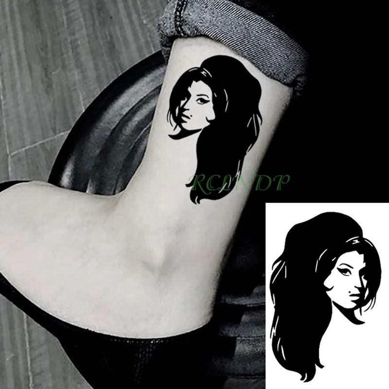 Водонепроницаемая Временная тату-наклейка Amy Winehouse временная татуировка сексуальная девушка флэш-тату на плечо запястье живот для мужчин и женщин