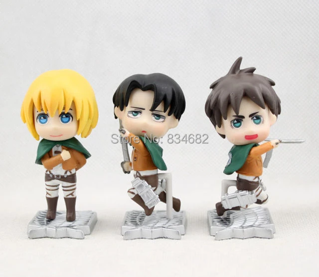 6 шт./компл. Shingeki no Kyojin атака на Титанов Рисунок Фигурки Levi's Микаса Акерман eren Jaeger