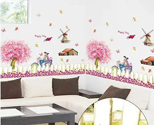 DIY Съемные романтические Вишневый забор плинтус виниловые водонепроницаемые