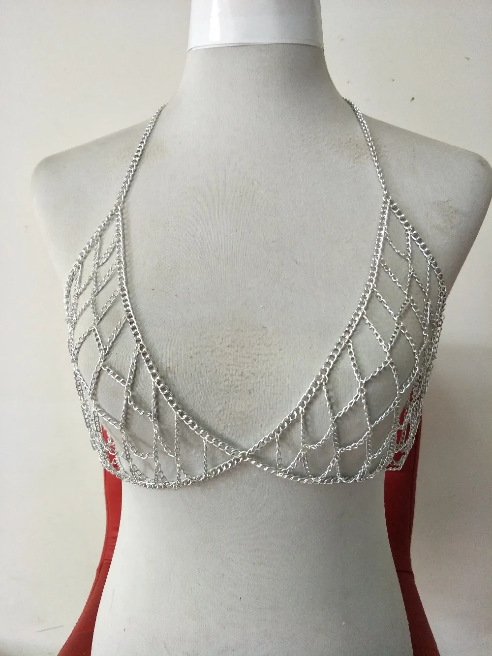 Соблазнительное бикини Chainmail топы бюстгальтер на бретельках нагрудная цепочка