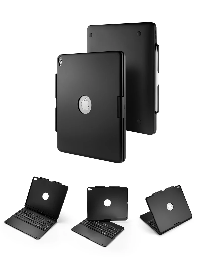 [Новое] Bluetooth клавиатура чехол для Apple iPad Pro 12,"(), 360 вращение и 7-Цвет с подсветкой, на застежке, чехол, жесткий Беспроводной клавиатура